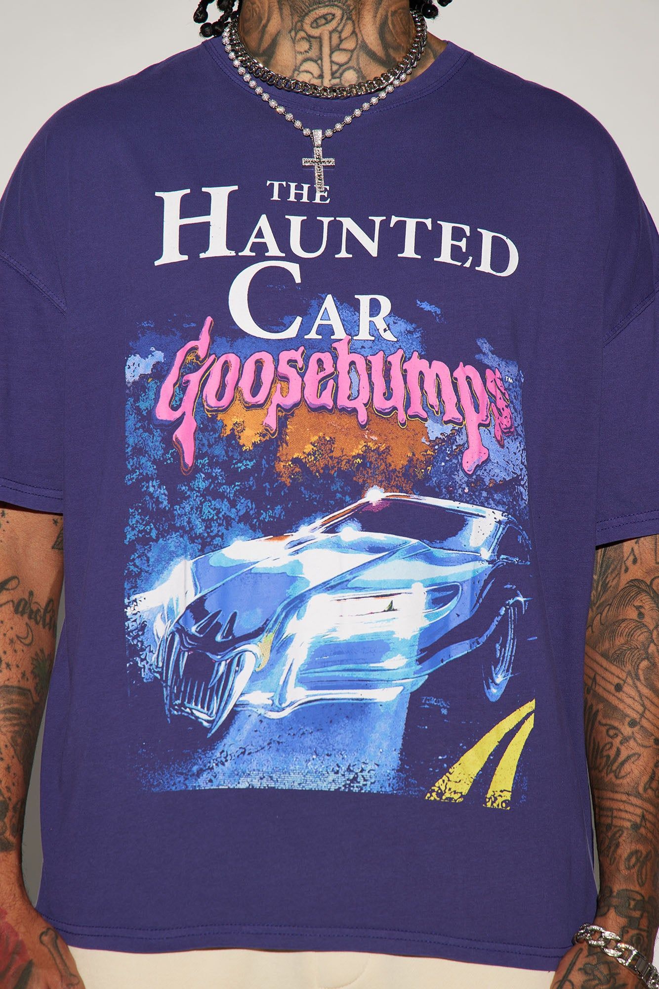 Goosebumps The Haunted Car Oversized Short Sleeve Tee - Navy sold by Fashion Nova product image thumbnail 3