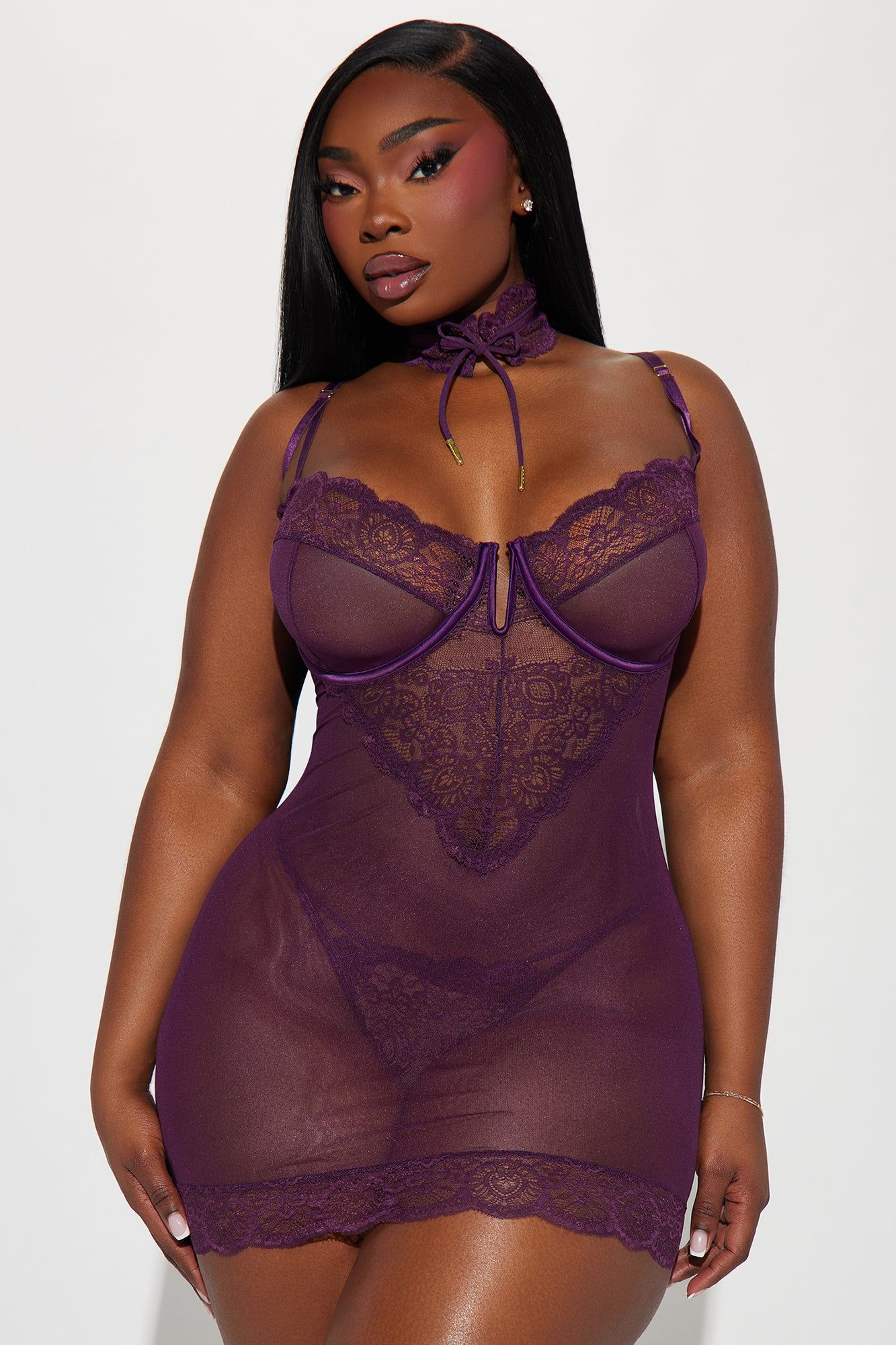 Shy Around You Choker Lace Chemise Set - Plum sold by Fashion Nova product image thumbnail 4