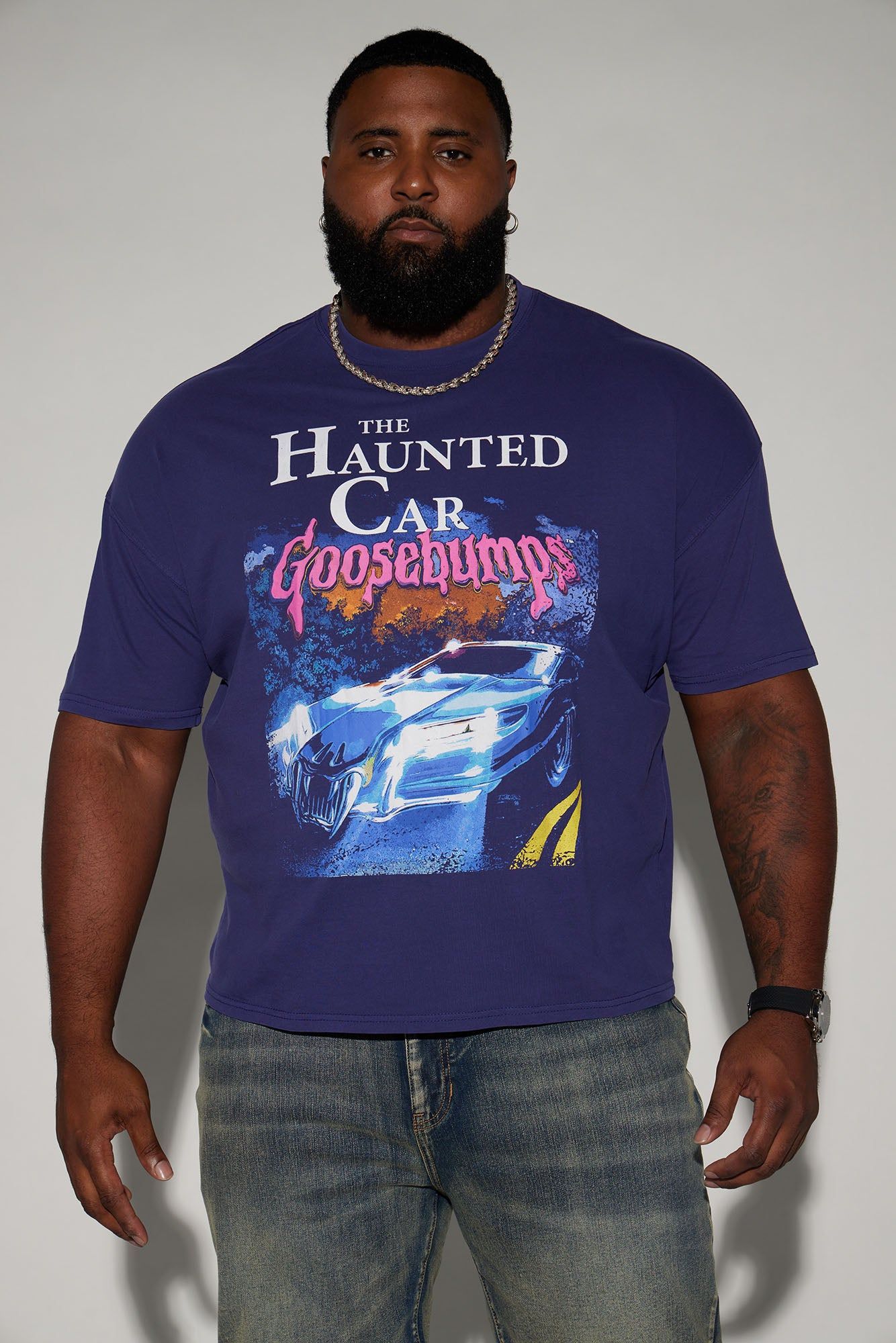 Goosebumps The Haunted Car Oversized Short Sleeve Tee - Navy sold by Fashion Nova product image thumbnail 4