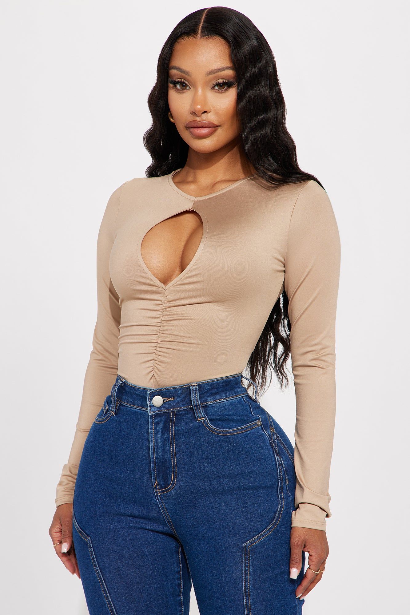 Stand Out Cut Out Bodysuit - Taupe sold by Fashion Nova product image thumbnail 3