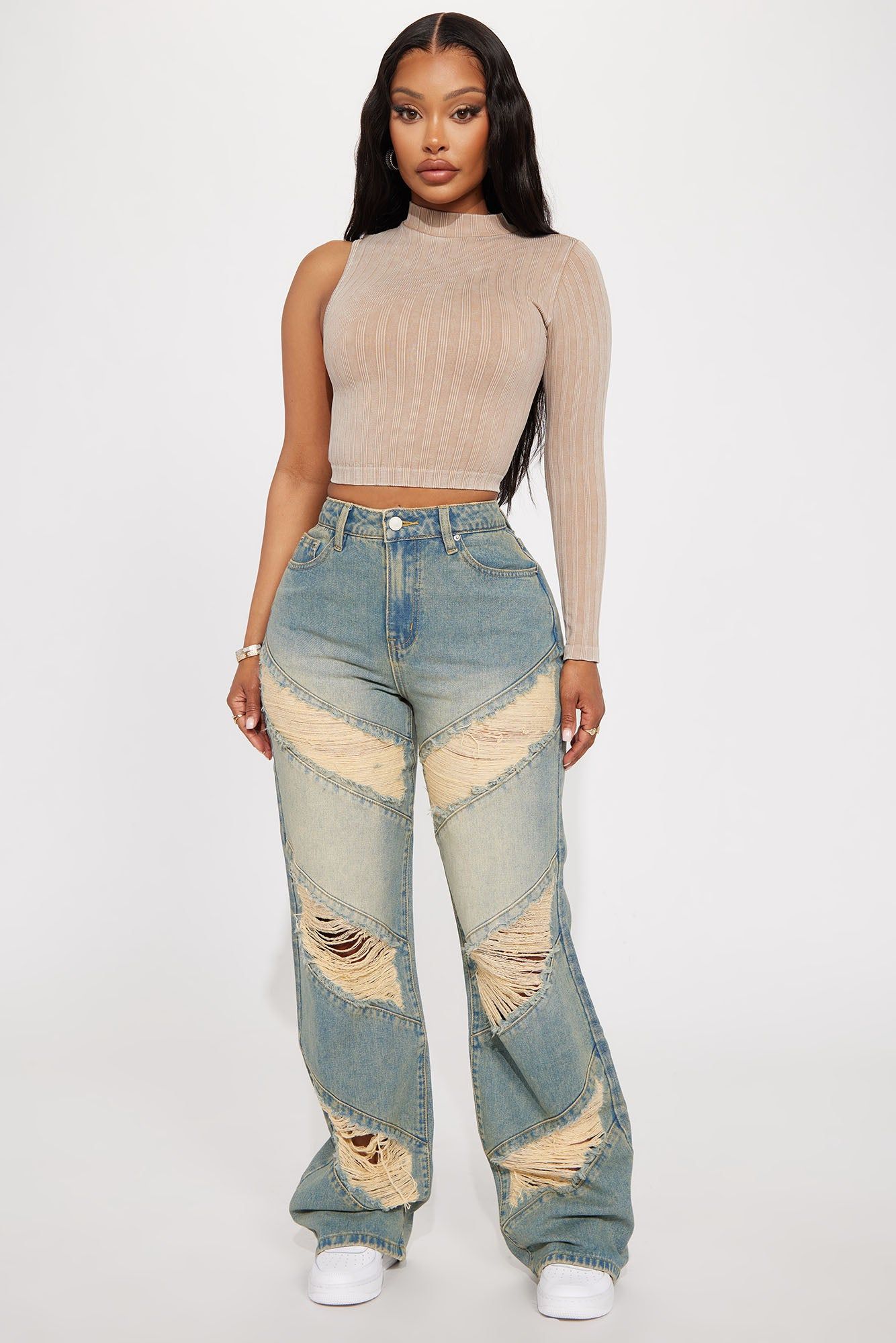 Gina Washed One Shoulder Top - Mocha sold by Fashion Nova product image thumbnail 2
