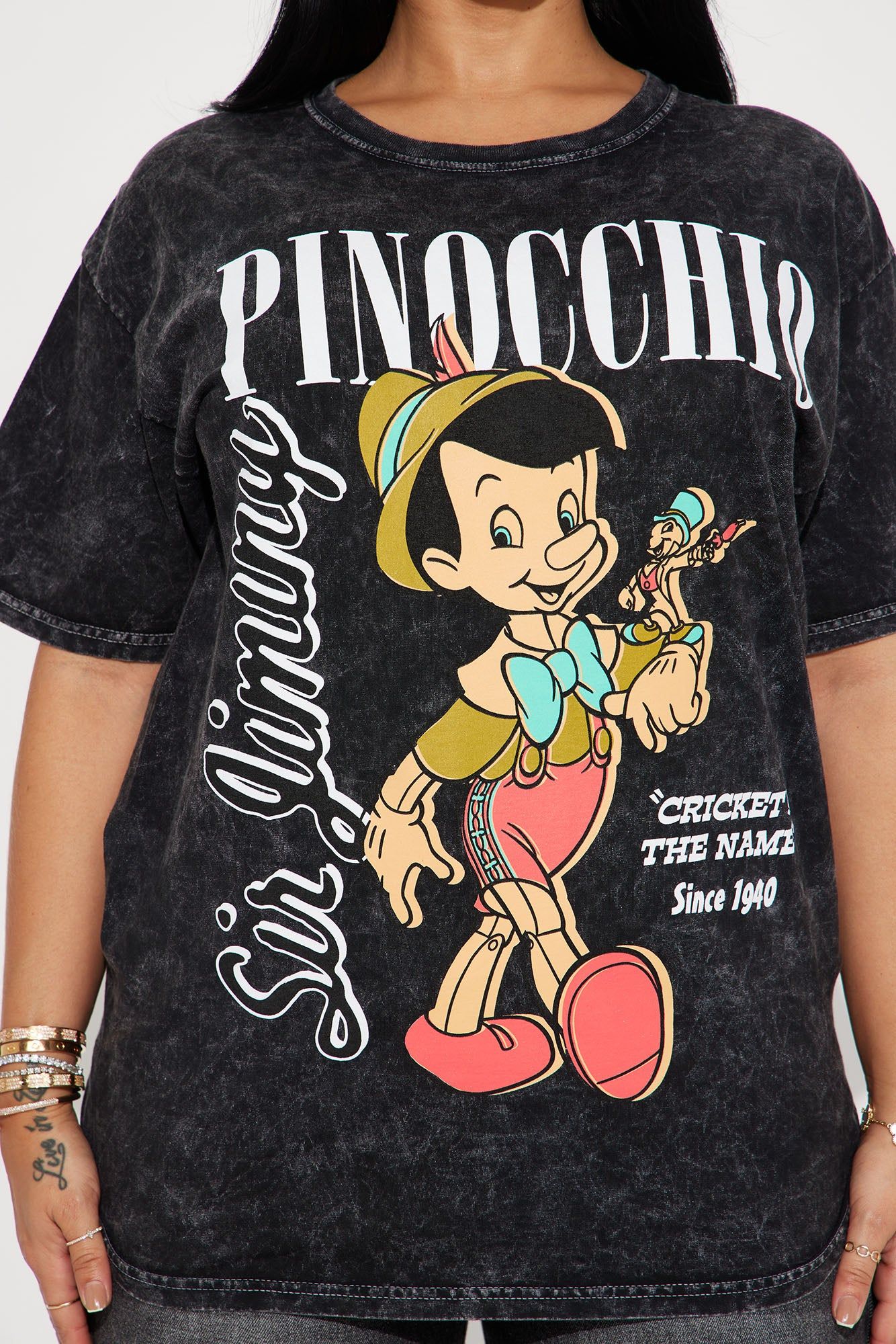 Pinocchio Washed Graphic Tee - Black Wash sold by Fashion Nova product image thumbnail 3