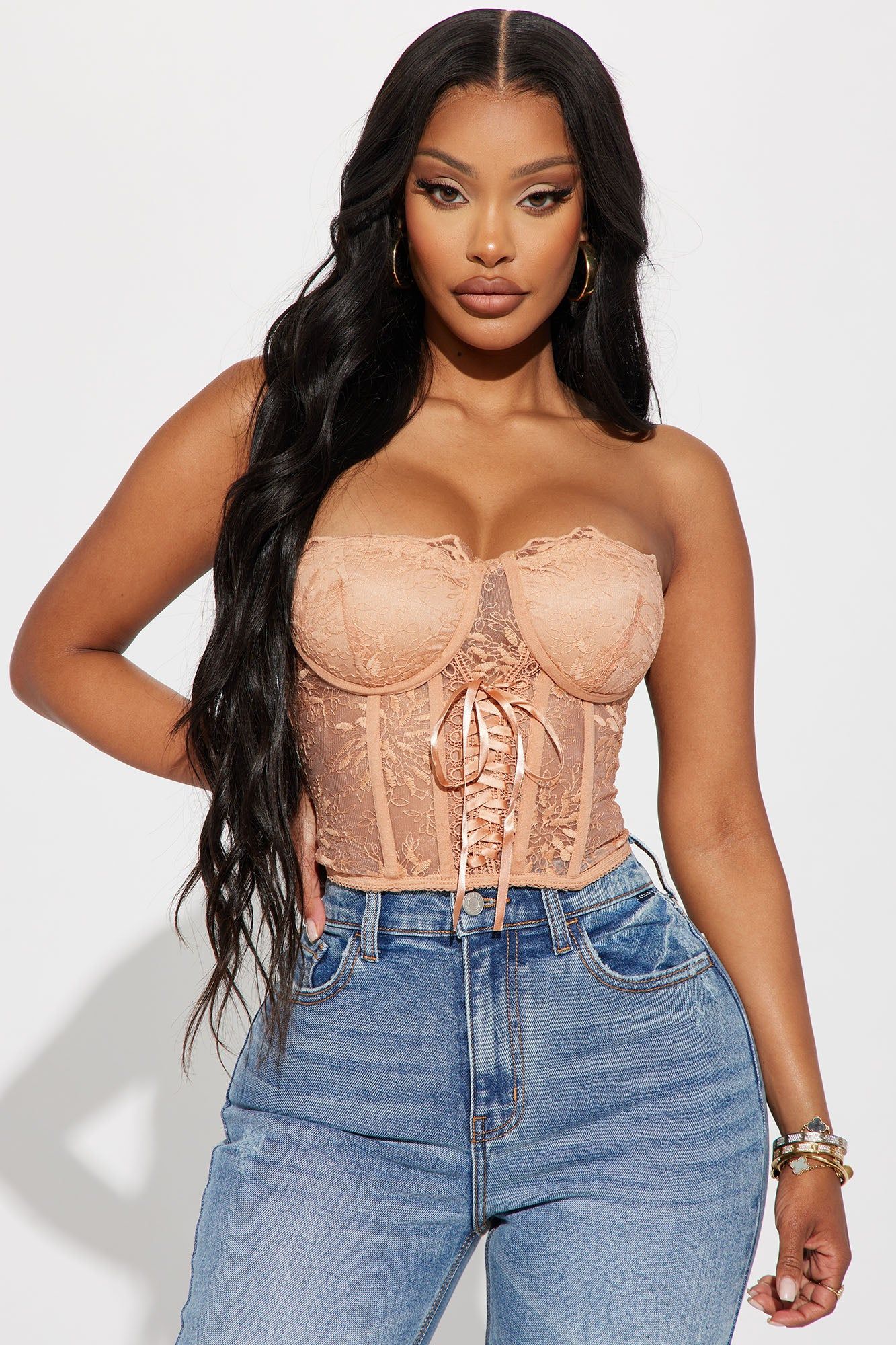Valeria Lace Corset Top - Nude sold by Fashion Nova