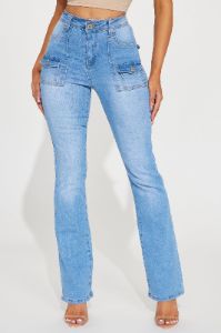 One Last Time Stretch Bootcut Jeans - Light Wash sold by Fashion Nova