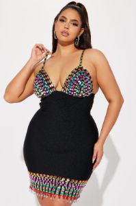 A Night In Madrid Embellished Bandage Mini Dress - Black sold by Fashion Nova