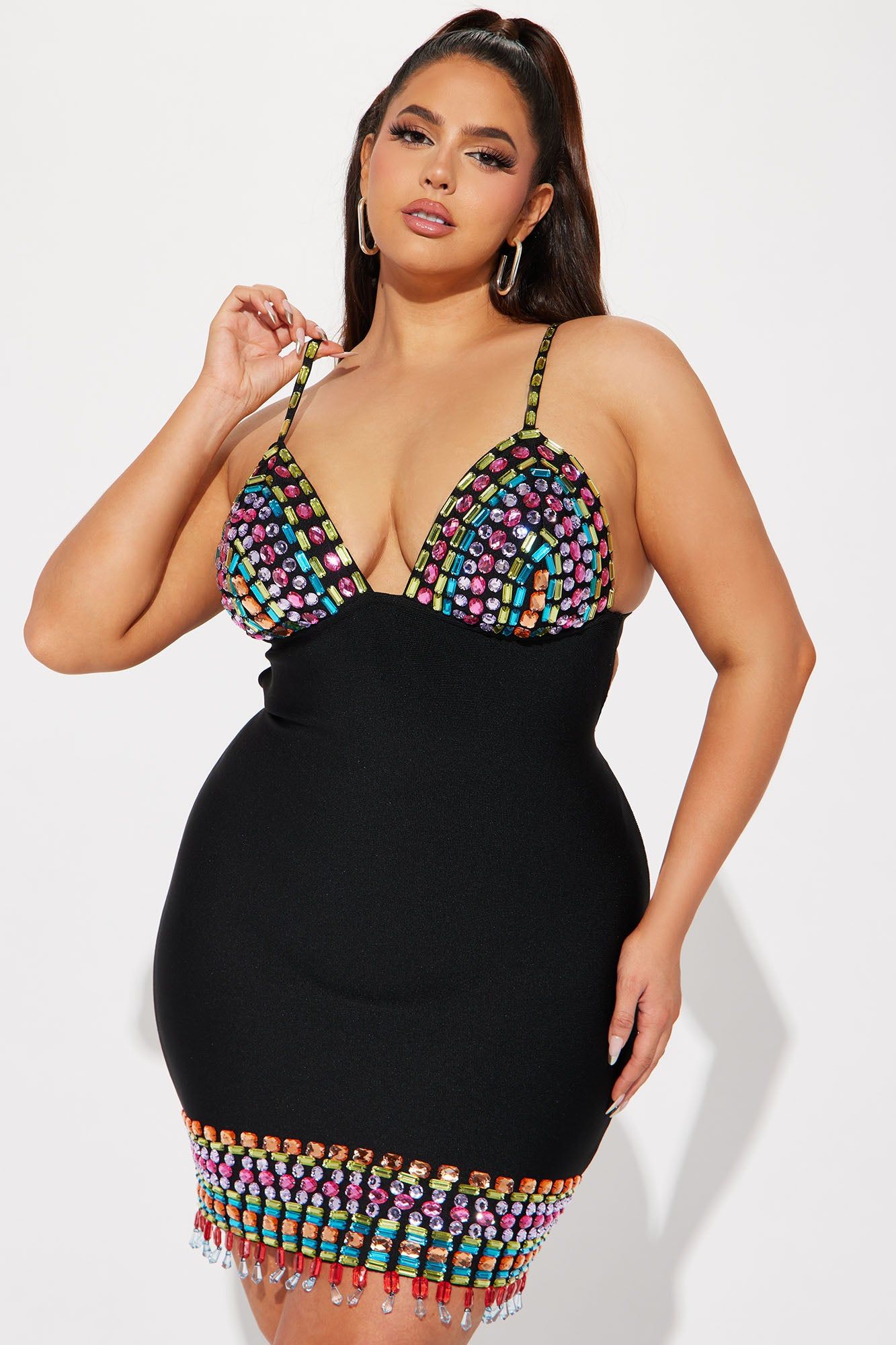 A Night In Madrid Embellished Bandage Mini Dress - Black sold by Fashion Nova product image thumbnail 4