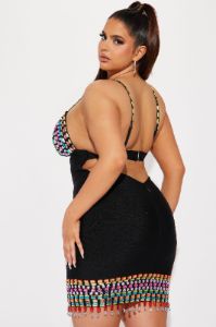 A Night In Madrid Embellished Bandage Mini Dress - Black sold by Fashion Nova