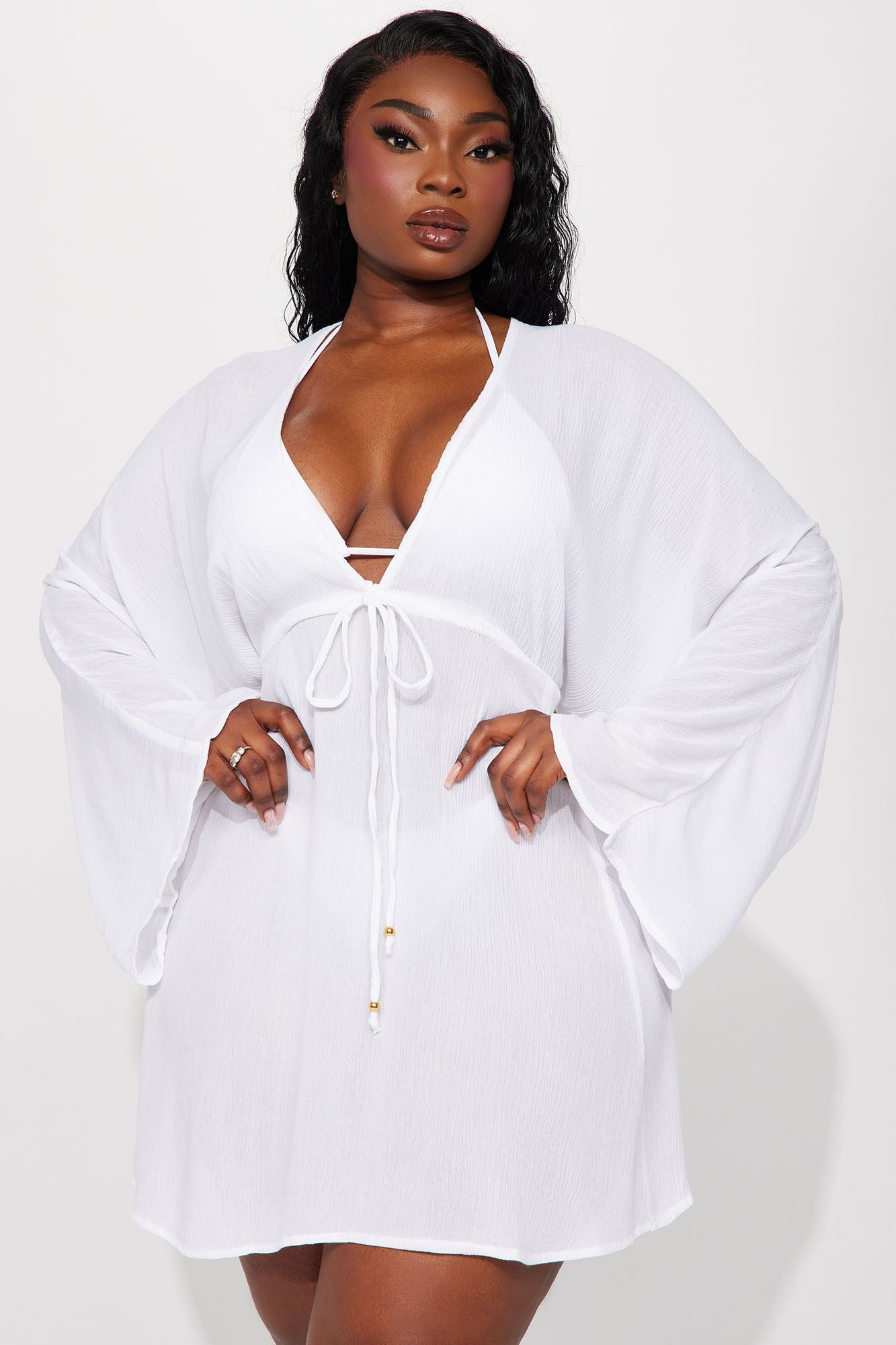 Breezy Nights Linen Swim Cover Up Dress - White sold by Fashion Nova product image thumbnail 3