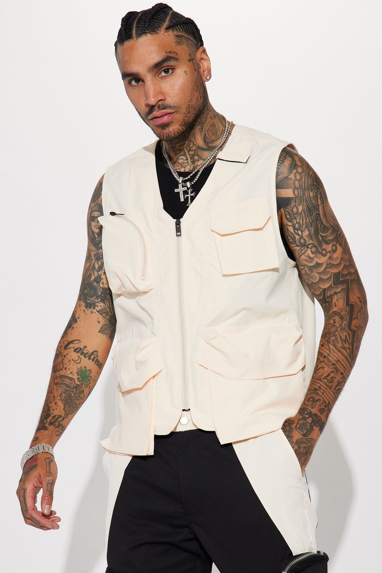Hard To Miss Ripstop Tactical Cargo Vest - Cream sold by Fashion Nova