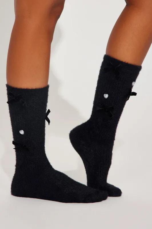 Be My Sweetie Cozy Socks - Black sold by Fashion Nova
