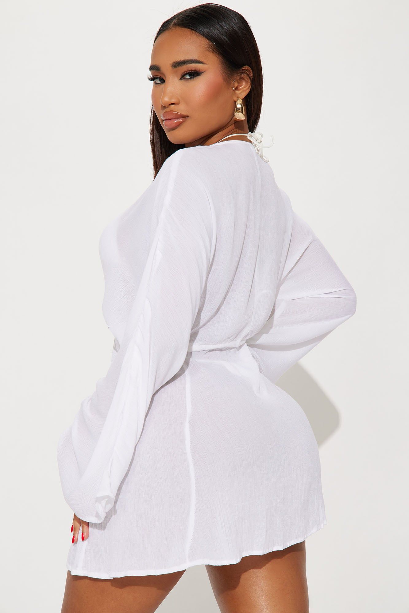 Breezy Nights Linen Swim Cover Up Dress - White sold by Fashion Nova product image thumbnail 2