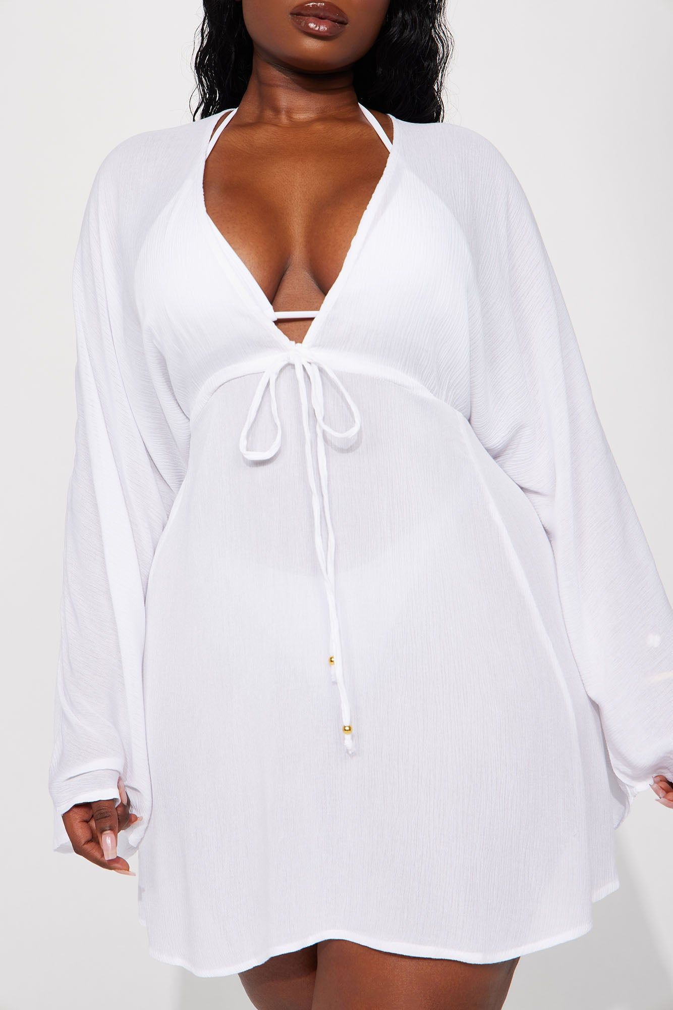 Breezy Nights Linen Swim Cover Up Dress - White sold by Fashion Nova product image thumbnail 4