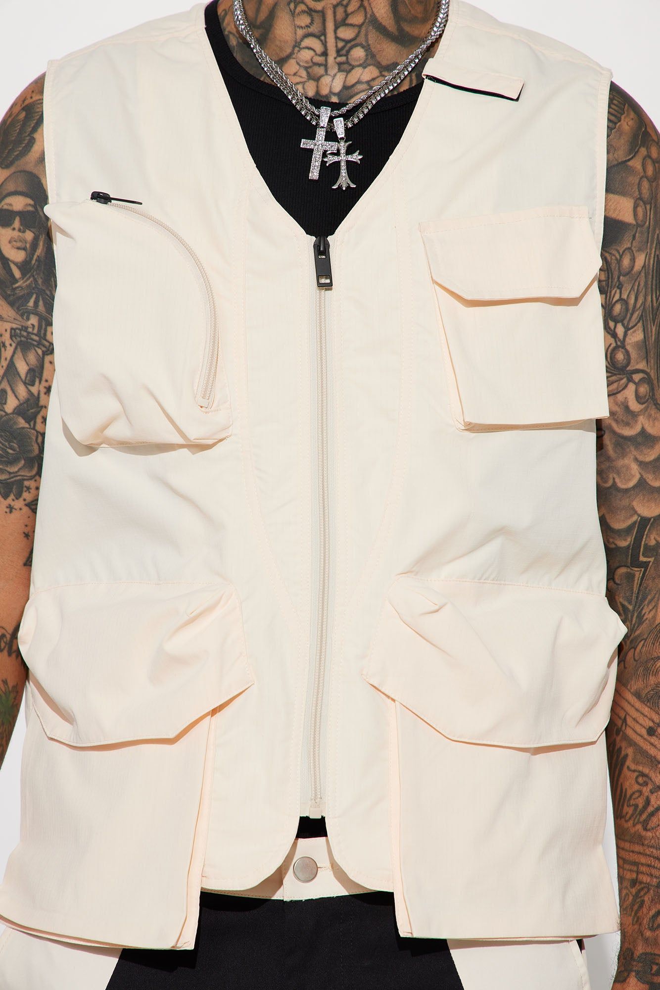 Hard To Miss Ripstop Tactical Cargo Vest - Cream sold by Fashion Nova product image thumbnail 4