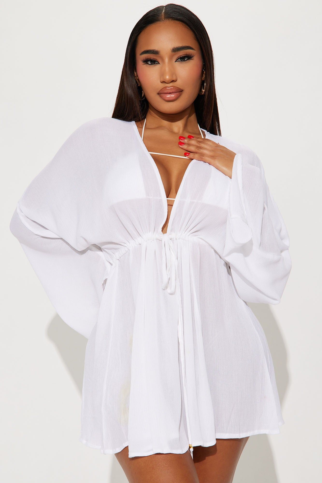 Breezy Nights Linen Swim Cover Up Dress - White sold by Fashion Nova