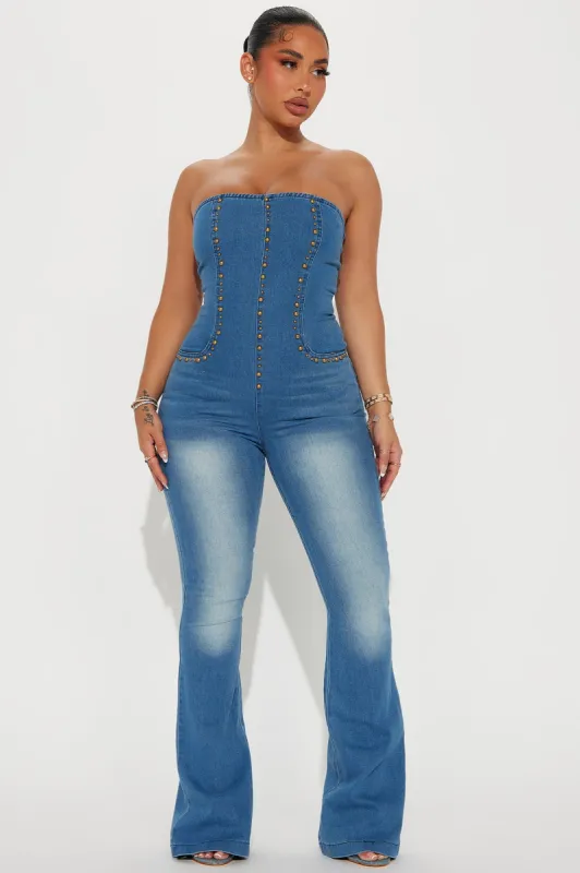 Nash Bash Denim Jumpsuit - Medium Wash sold by Fashion Nova