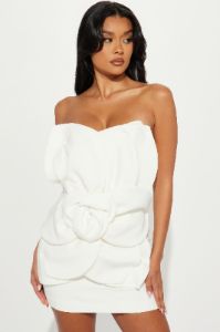Kairi Flower Mini Dress - Ivory sold by Fashion Nova