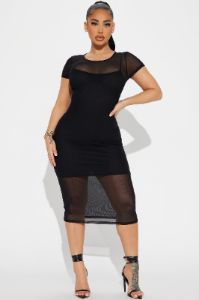 Mesh Midi Dress - Black sold by Fashion Nova