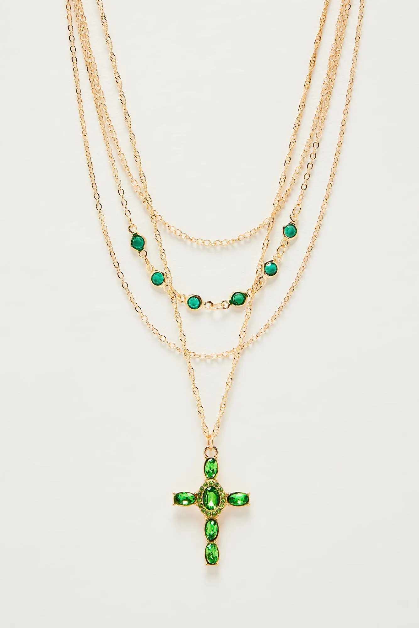 Feeling Fortunate Layered Necklace - Gold/Green sold by Fashion Nova product image thumbnail 3