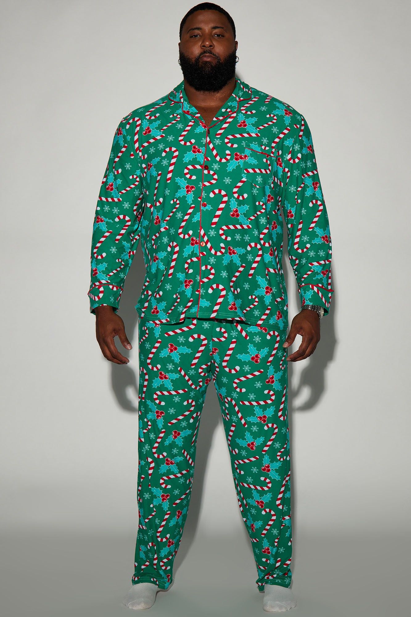 Candy Cane Holiday PJ Set - Green sold by Fashion Nova product image thumbnail 4