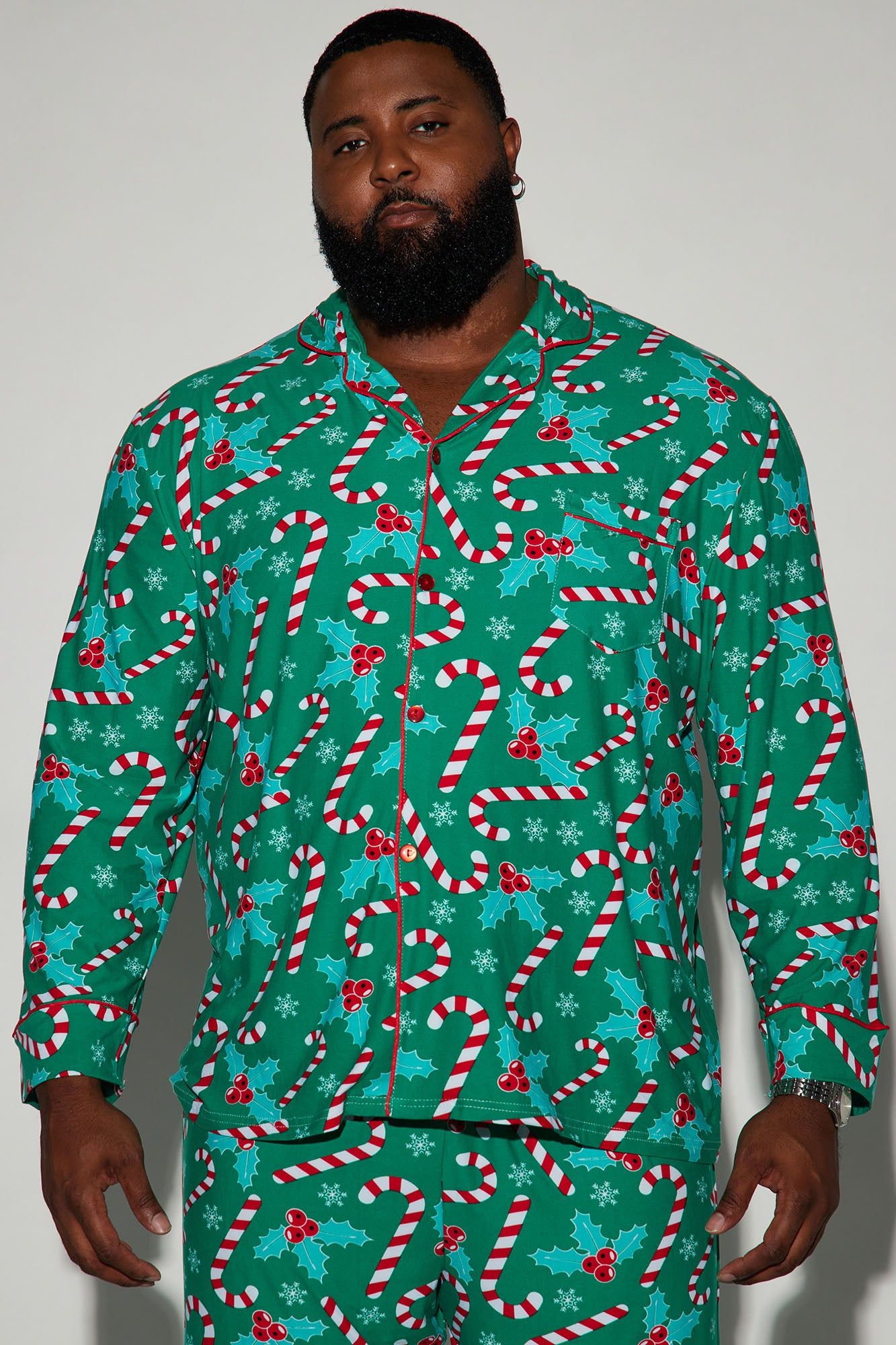 Candy Cane Holiday PJ Set - Green sold by Fashion Nova product image thumbnail 5