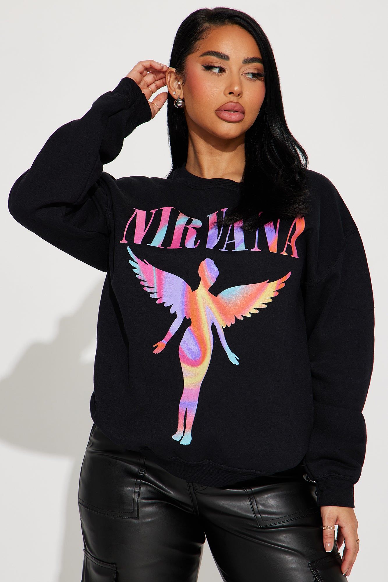 Nirvana In Technicolor Sweatshirt - Black sold by Fashion Nova