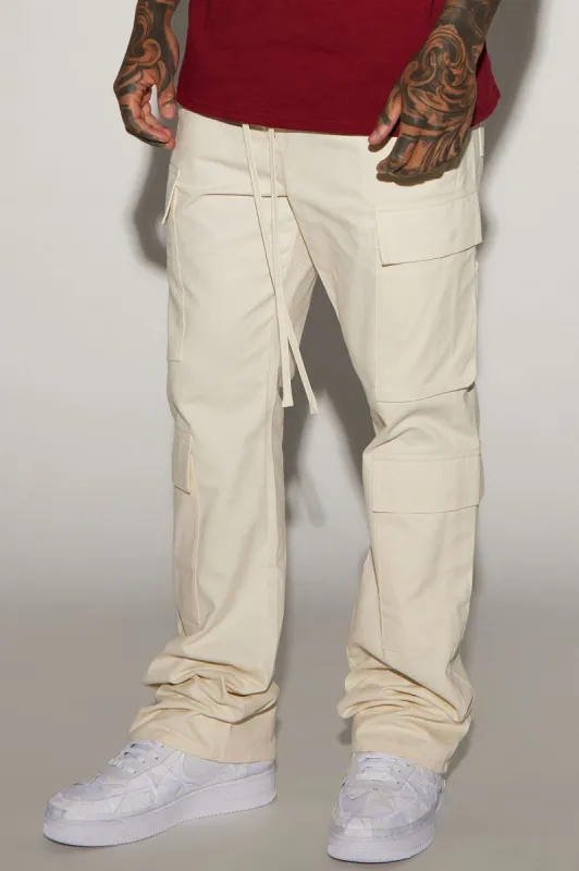 Alisos Twill Slim Flare Cargo Pants - Off White sold by Fashion Nova