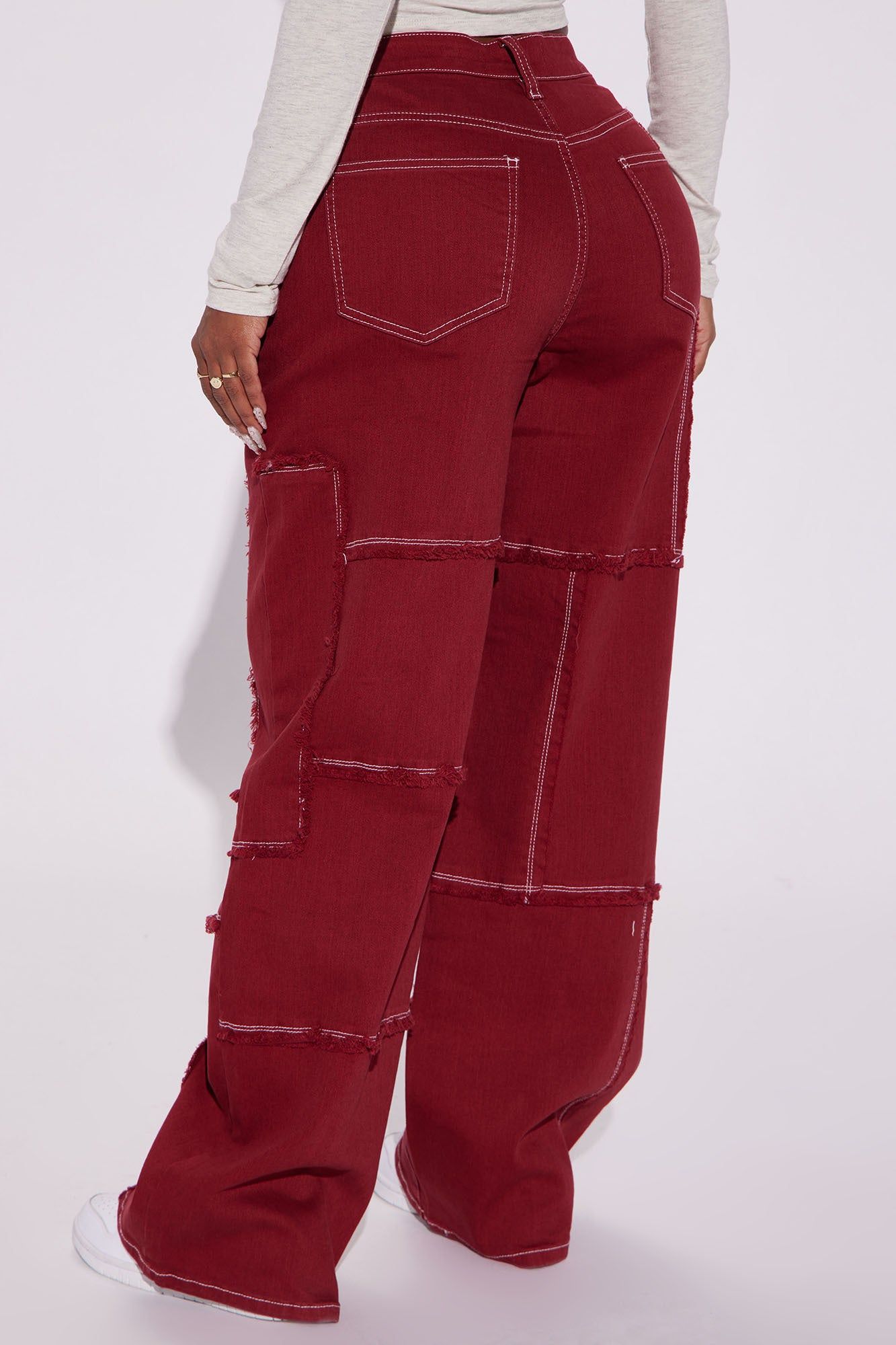 So Sketchy Stretch Cargo Jeans - Red sold by Fashion Nova product image thumbnail 3