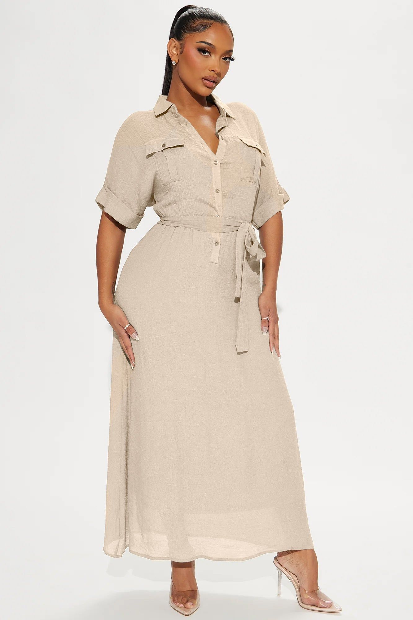 Lucille Maxi Dress - Taupe sold by Fashion Nova