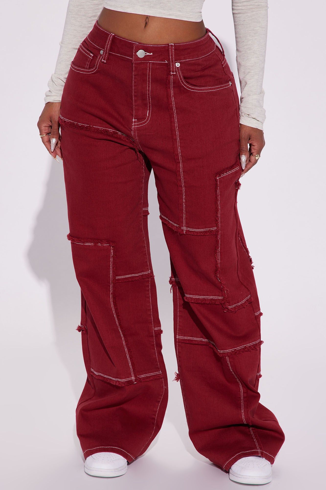 So Sketchy Stretch Cargo Jeans - Red sold by Fashion Nova product image thumbnail 2