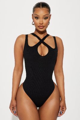 Just Enough Seamless Bodysuit - Black sold by Fashion Nova