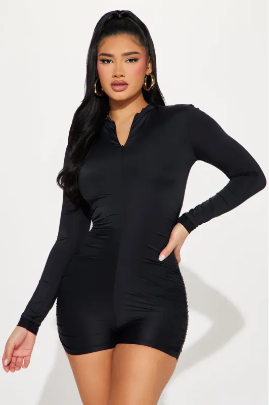 See You Tomorrow Romper - Black sold by Fashion Nova
