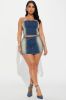 Roxanne Denim Washed Skirt Set - Dark Wash sold by Fashion Nova
