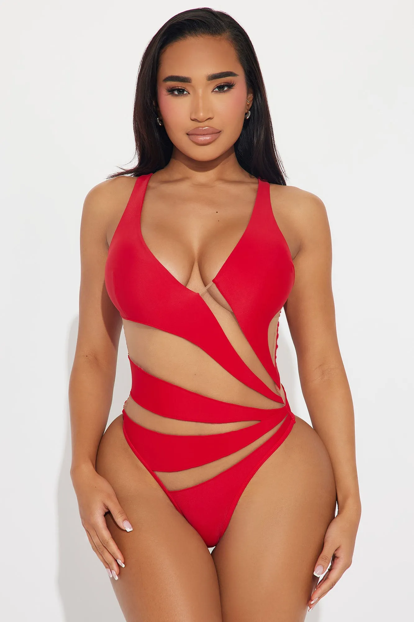 Pretty In Paradise 1 Piece Swimsuit - Red sold by Fashion Nova