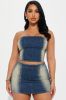 Roxanne Denim Washed Skirt Set - Dark Wash sold by Fashion Nova