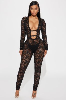 Victoria Lace Jumpsuit - Black sold by Fashion Nova