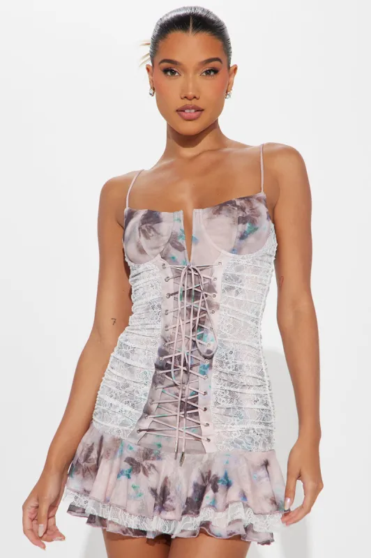 Del Rey Mesh Micro Mini Dress - Blush/combo sold by Fashion Nova