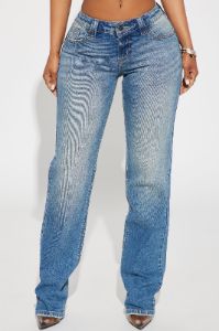 Sicily Stacked Straight Leg Jeans - Medium Wash sold by Fashion Nova