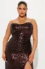 Sydney Lace Up Sequin Gown - Chocolate sold by Fashion Nova
