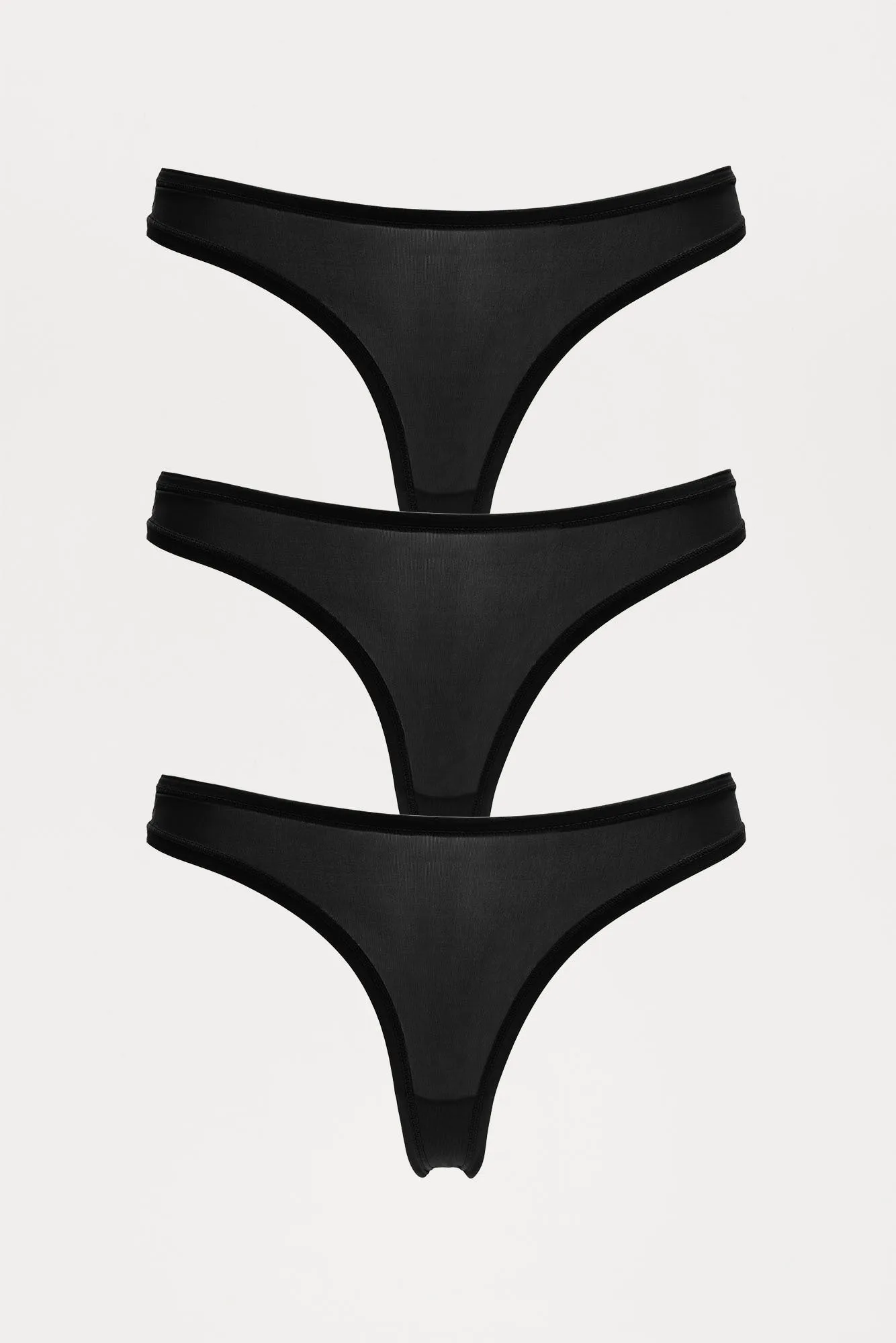 Light As A Feather Microfiber Thong Panty 3 Pack - Black/Black sold by Fashion Nova