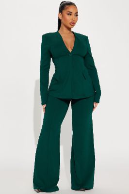 Believe It Blazer Pant Set - Hunter sold by Fashion Nova