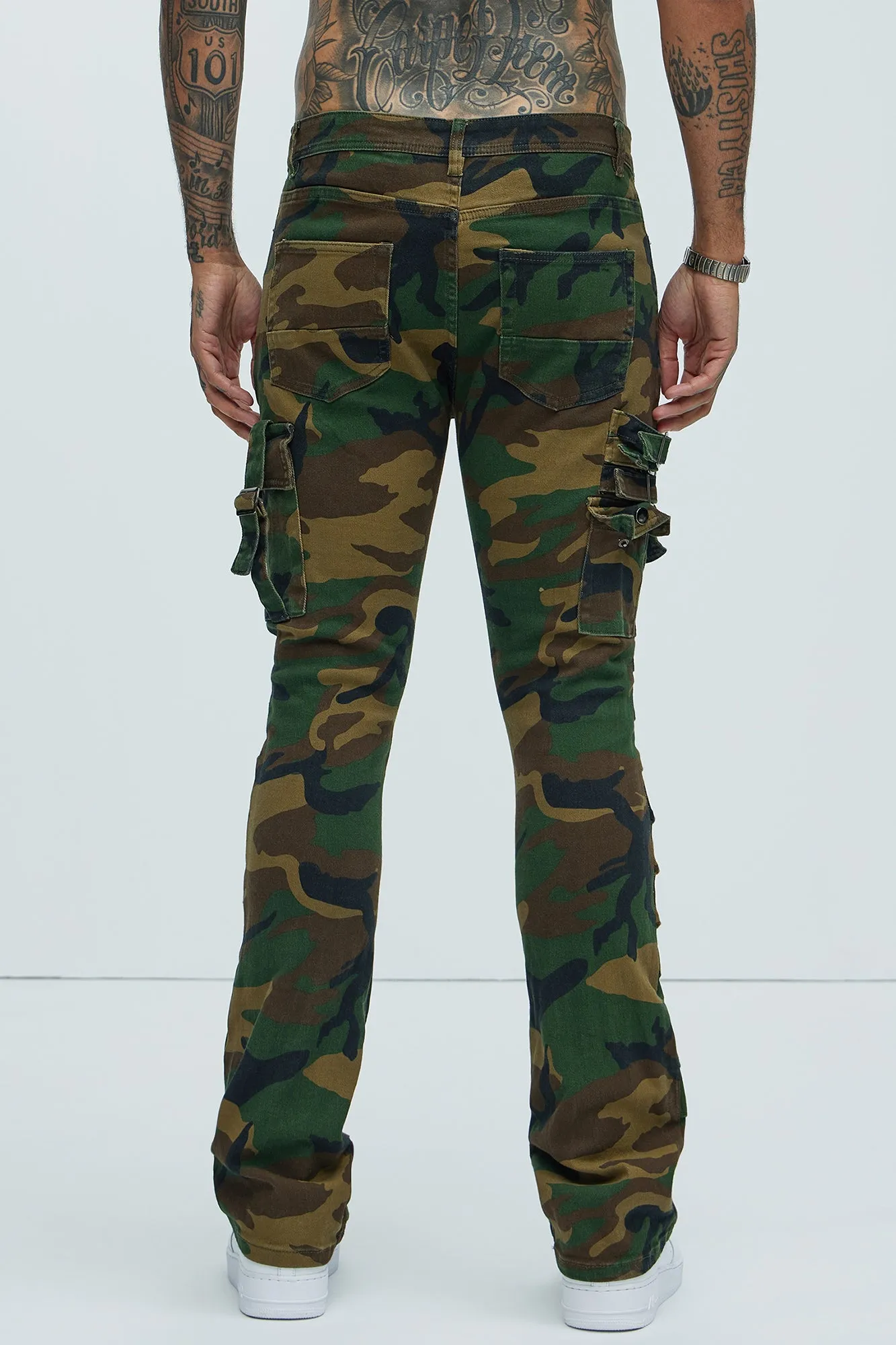 Step In Ruched Cargo Flare Pants - Camouflage sold by Fashion Nova product image thumbnail 5
