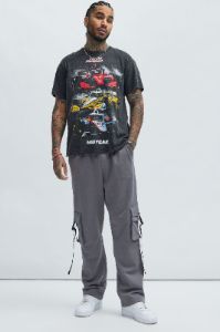 Tyson Buckle Straight Sweatpants - Charcoal sold by Fashion Nova