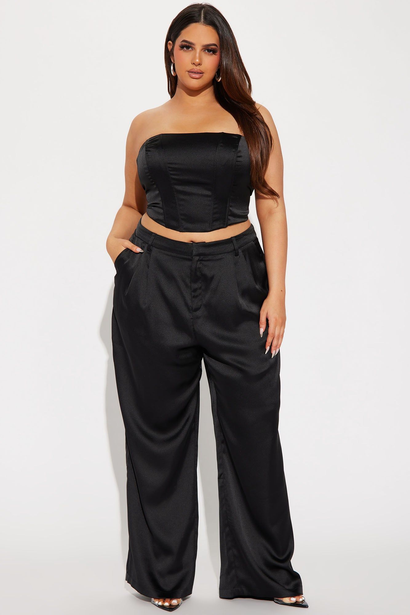 Adriana Satin Pant Set - Black sold by Fashion Nova product image thumbnail 4