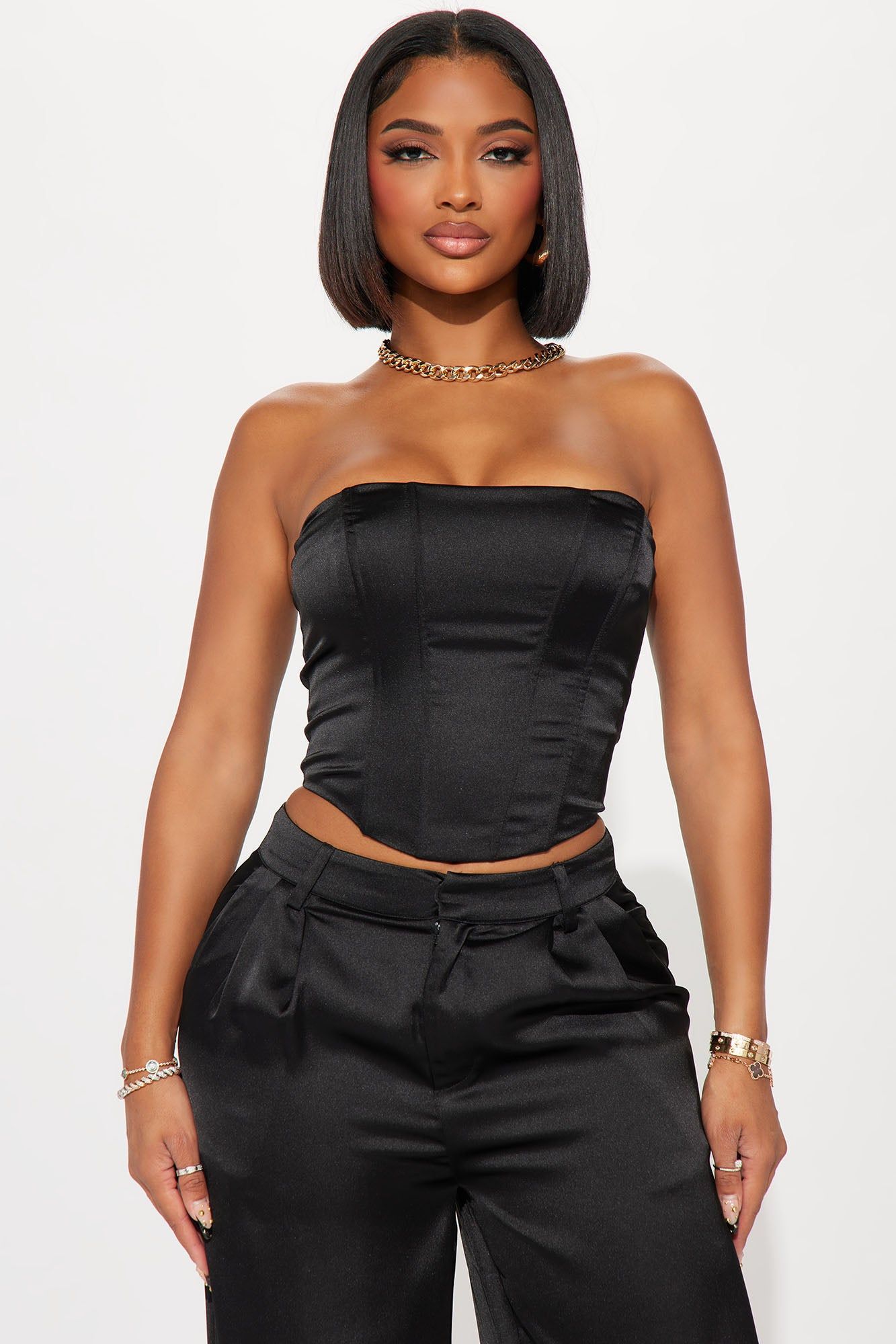 Adriana Satin Pant Set - Black sold by Fashion Nova product image thumbnail 2