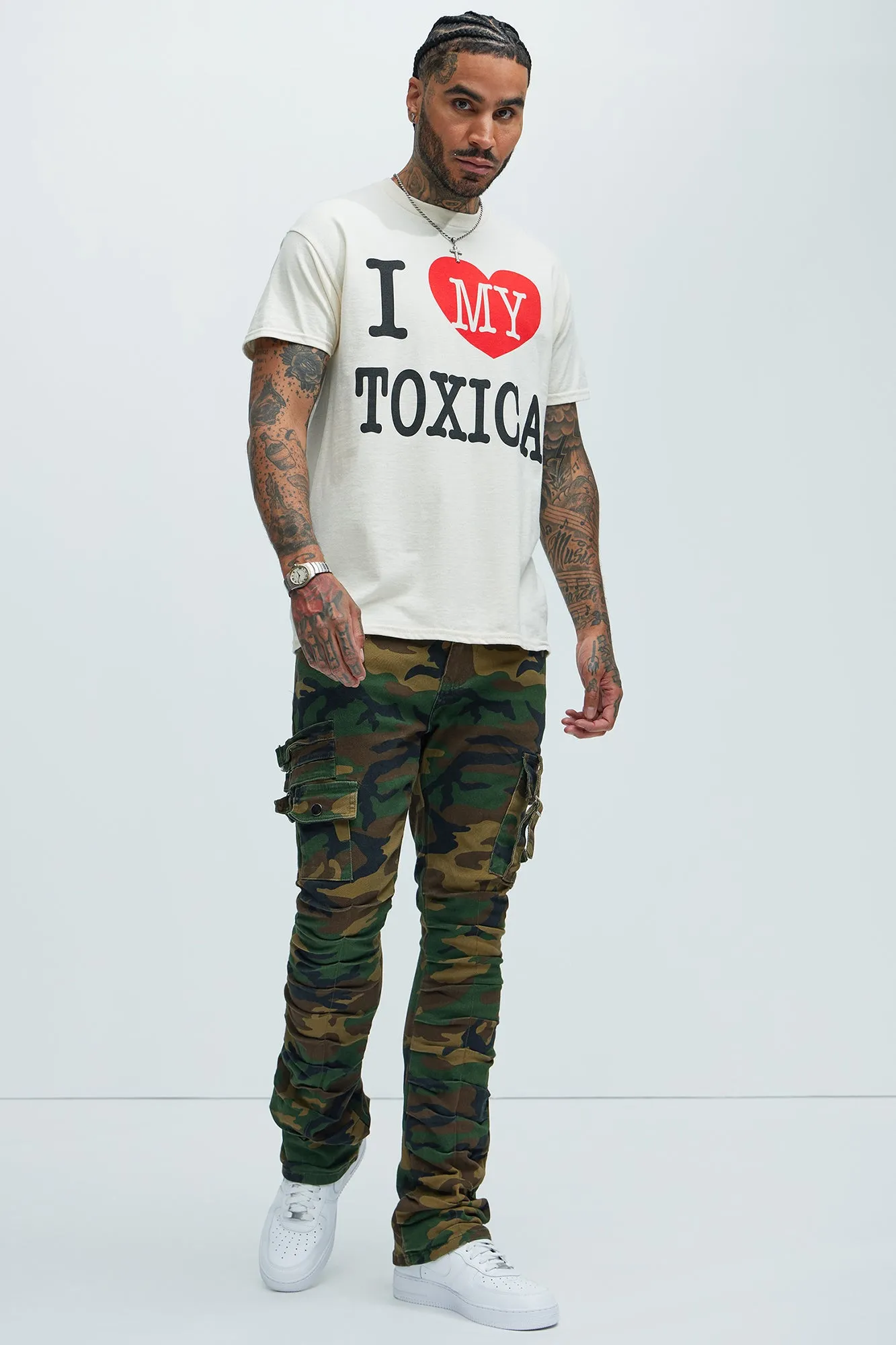 Step In Ruched Cargo Flare Pants - Camouflage sold by Fashion Nova product image thumbnail 2