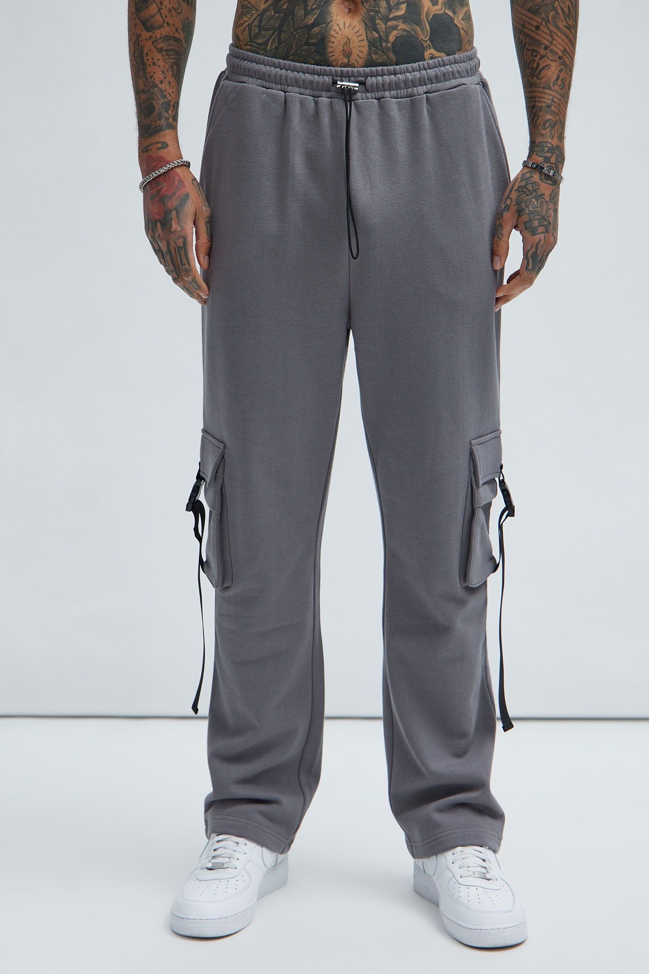 Tyson Buckle Straight Sweatpants - Charcoal sold by Fashion Nova product image thumbnail 3