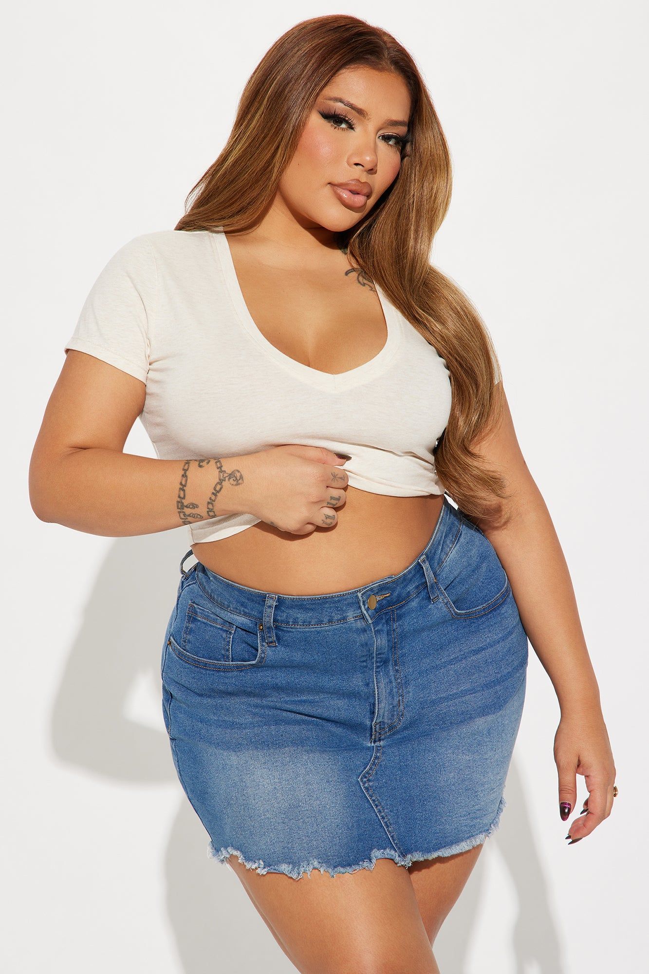 Veronica V-Neck Crop Top - Oatmeal sold by Fashion Nova product image thumbnail 4