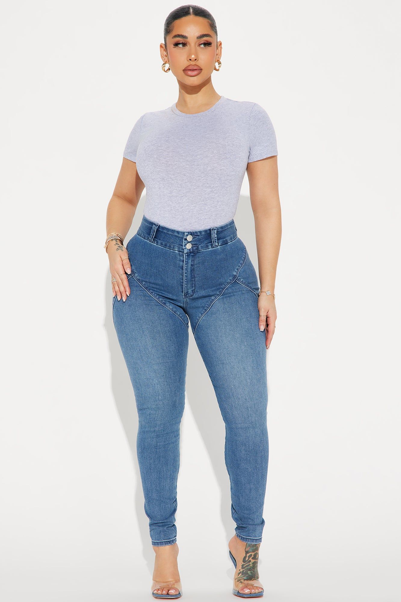 Cambria Short Sleeve Bodysuit - Heather Grey sold by Fashion Nova product image thumbnail 2