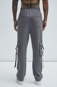 Tyson Buckle Straight Sweatpants - Charcoal sold by Fashion Nova