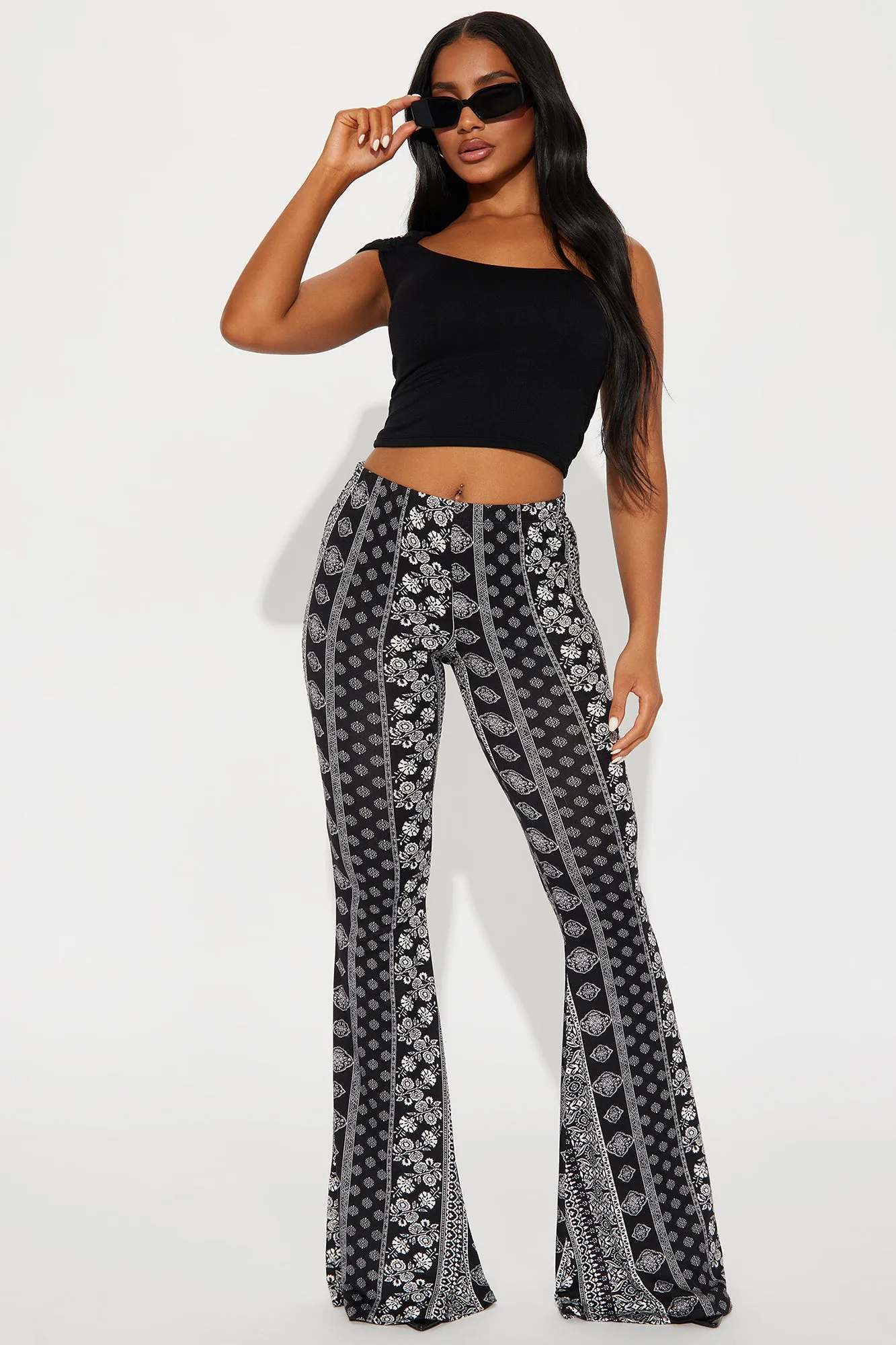 Full On Flare Pant - Black/White sold by Fashion Nova
